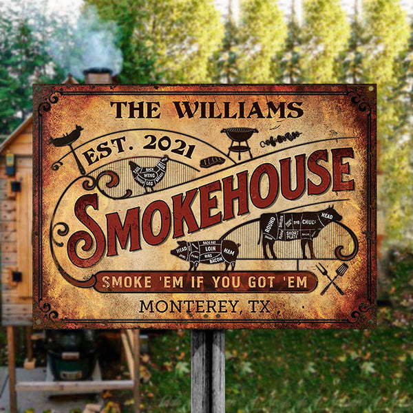 Personalized Grilling Smokehouse Got Them Customized Classic Metal Signs
