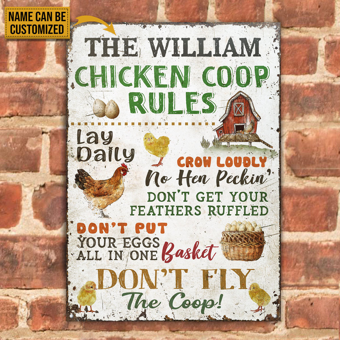 Personalized Chicken Coop Rules Customized Classic Metal Signs-Metal Sign-Thesunnyzone