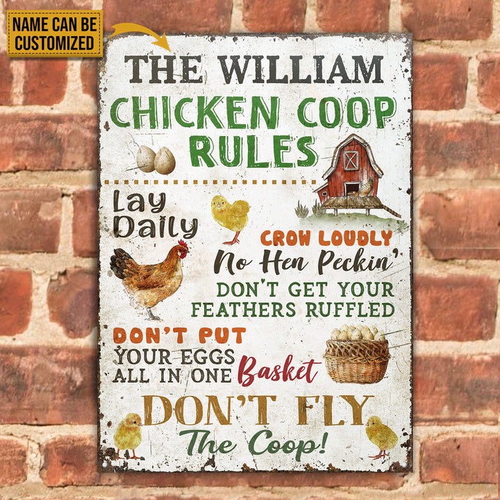 Personalized Chicken Coop Rules Customized Classic Metal Signs-Metal Sign-Thesunnyzone