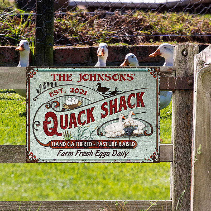 Personalized Duck Quack Shack Pasture Raised Custom Classic Metal Signs