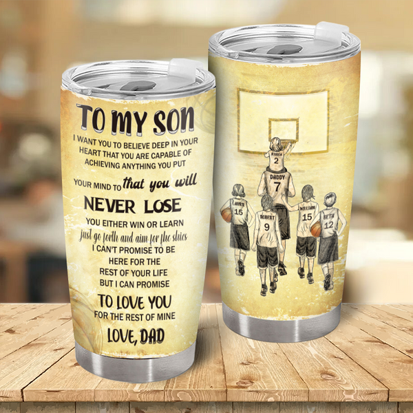 Basketball Dad And Child - Personalized Customized Tumbler - Family Gift For Son Dad Daughter