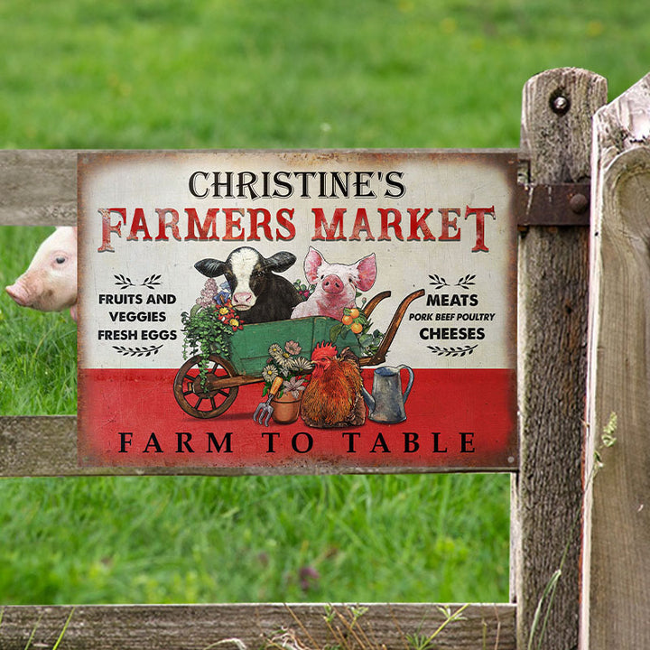 Personalized Farmers Market Farm To Table Customized Classic Metal Signs-Metal Sign-Thesunnyzone