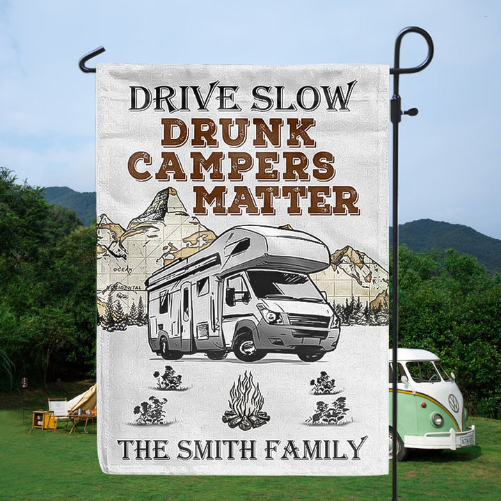 Personalized Camping Drunk Campers Matter Customized Flag-Flag-Thesunnyzone