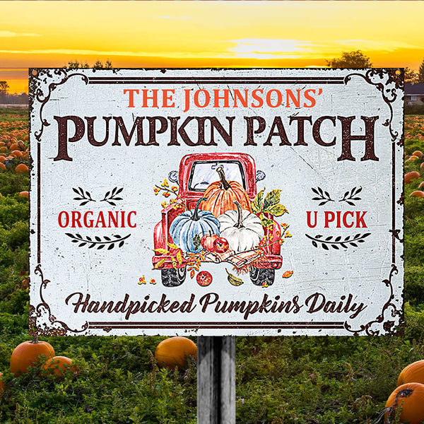 Autumn Farm Pumpkins Patch, Farm Decor, Harvest Season, Custom Classic Metal Signs