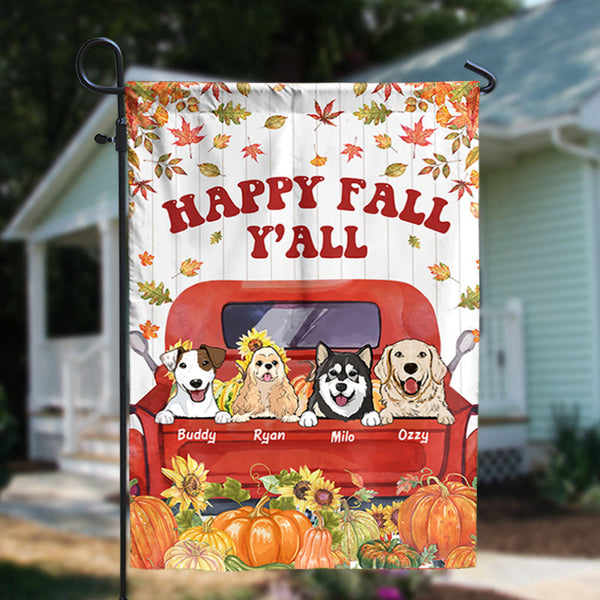 Happy Fall Y'all - Personalized Dog Flag, Autumn Fall Season Gift For Dog Lovers