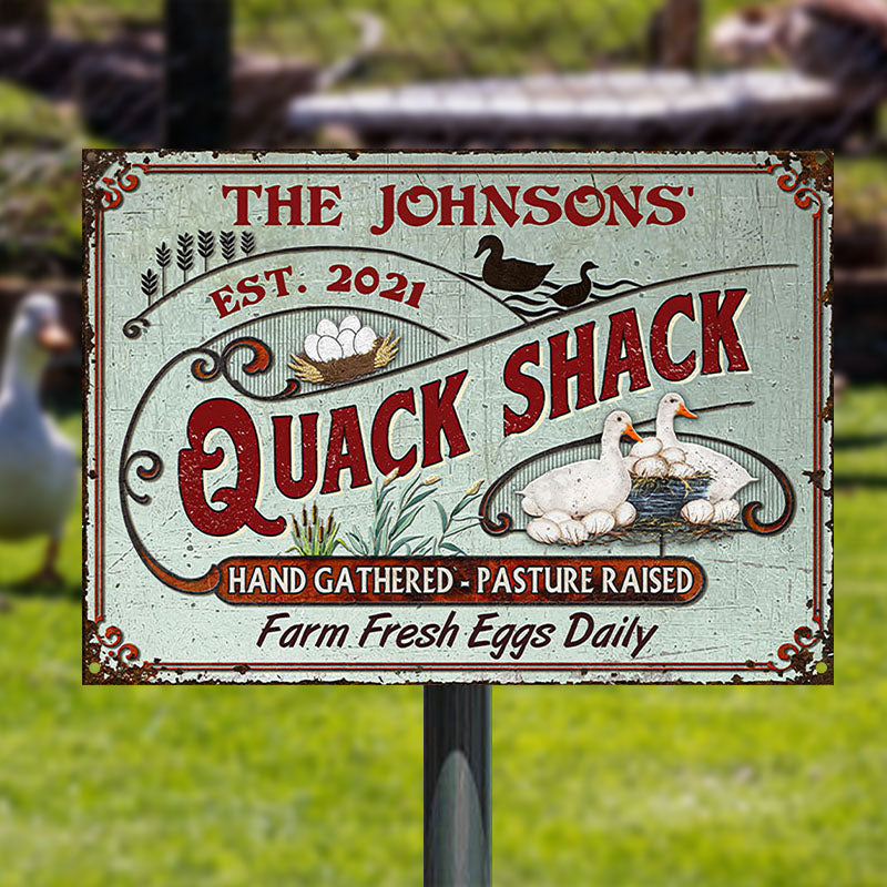 Personalized Duck Quack Shack Pasture Raised Custom Classic Metal Signs