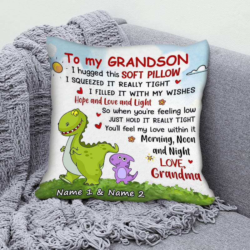 Personalized Pillows, Grandson Granddaughter Dinosaur Pillow