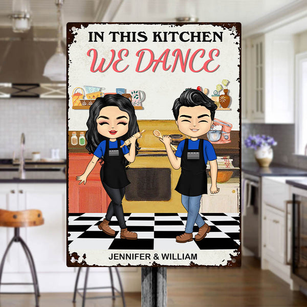 Dancing In Our Kitchen - Kitchen Sign - Gift For Couples Personalized Custom Classic Metal Signs