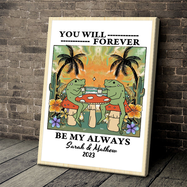 Together Until We Croak - Frog Theme Personalized Customized Canvas - Gift For Couple