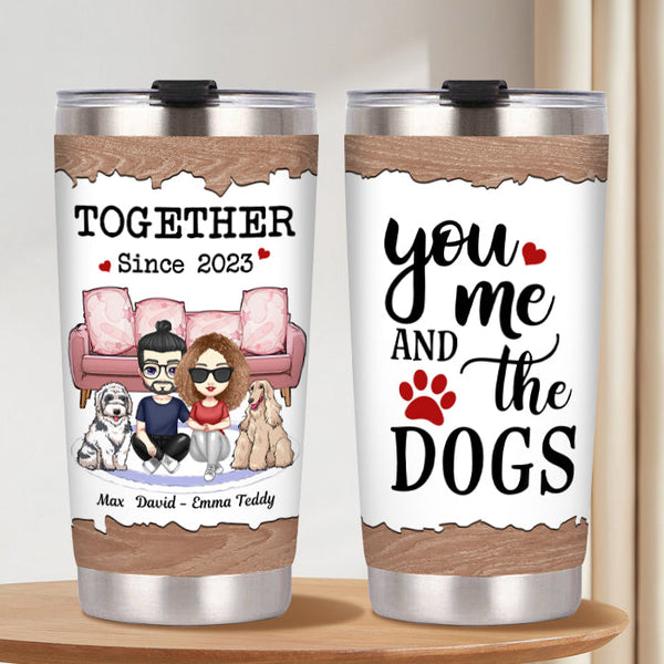 Couple And Dog Tumbler - Gift For Dog Lover - Personalized Custom Tumbler