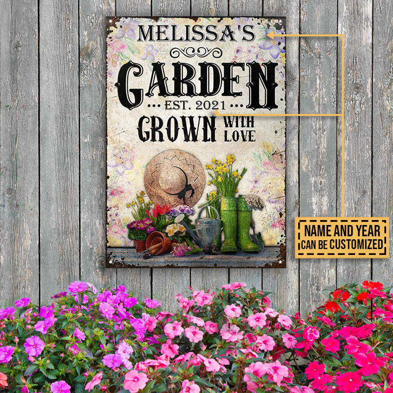 Gardening Floral Grown With Love Custom Classic Metal Signs-Metal Sign-Thesunnyzone