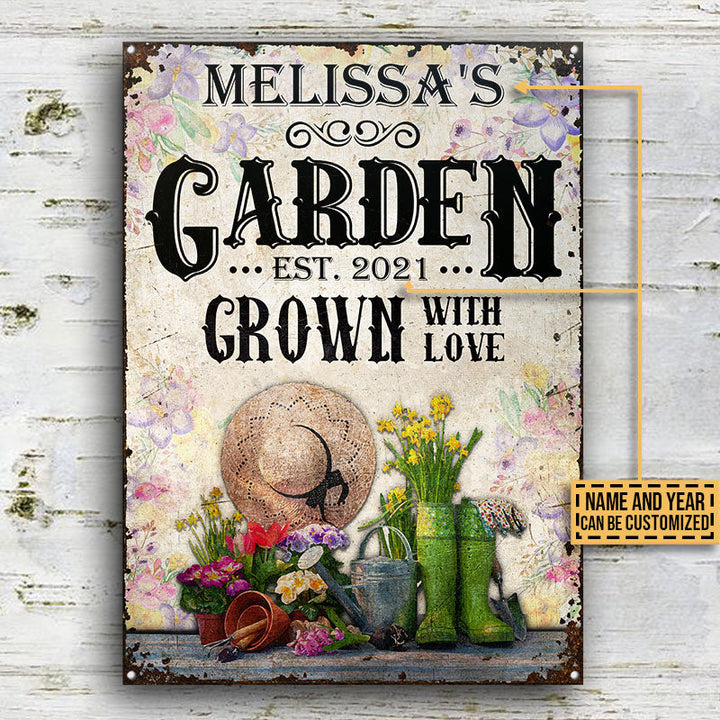 Gardening Floral Grown With Love Custom Classic Metal Signs-Metal Sign-Thesunnyzone