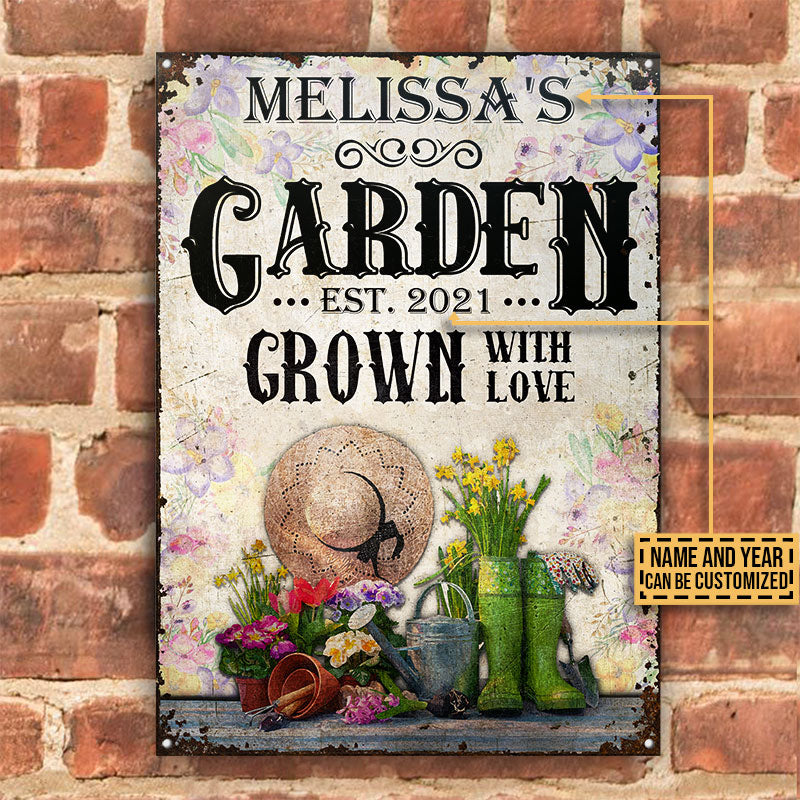 Gardening Floral Grown With Love Custom Classic Metal Signs-Metal Sign-Thesunnyzone