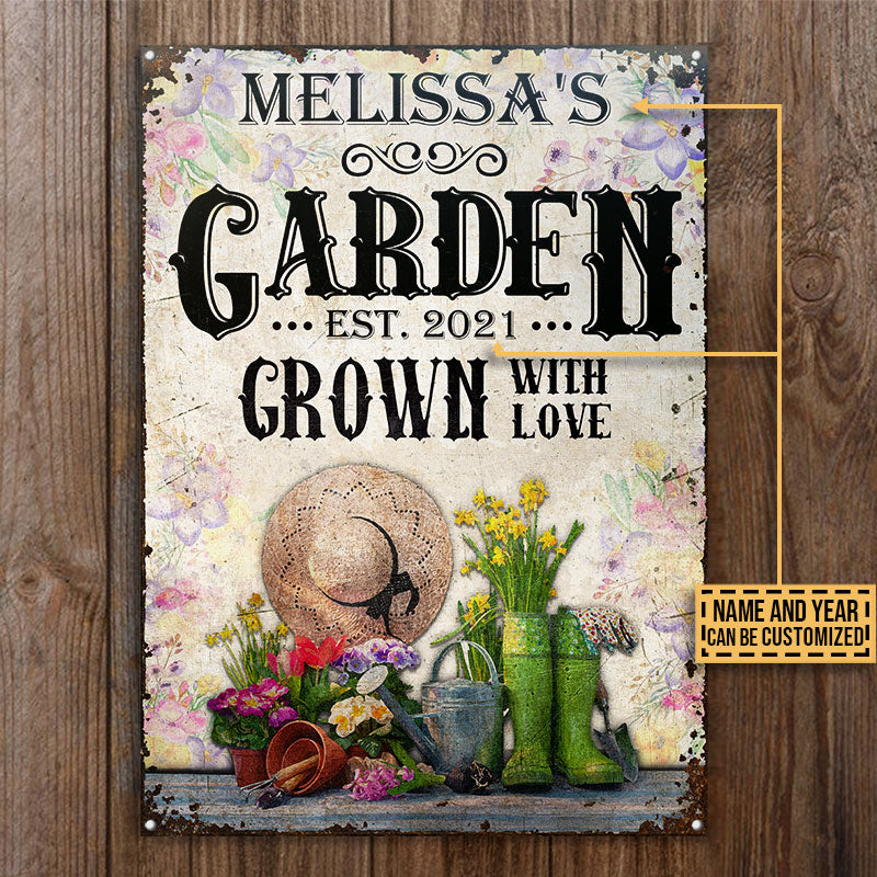 Gardening Floral Grown With Love Custom Classic Metal Signs-Metal Sign-Thesunnyzone