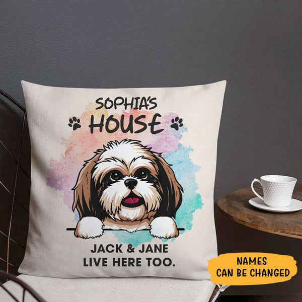 Puppy Live Here Too, Personalized Pillows, Custom Gift for Dog Lovers