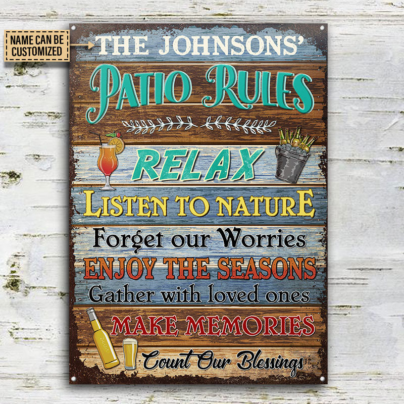 Personalized Patio Rules Make Memories Custom Classic Metal Signs