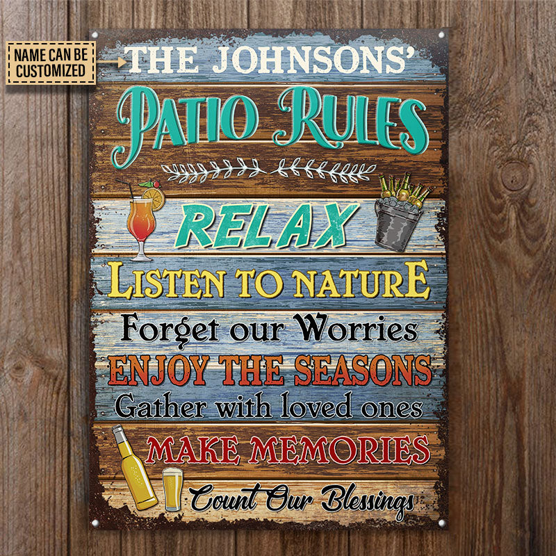 Personalized Patio Rules Make Memories Custom Classic Metal Signs