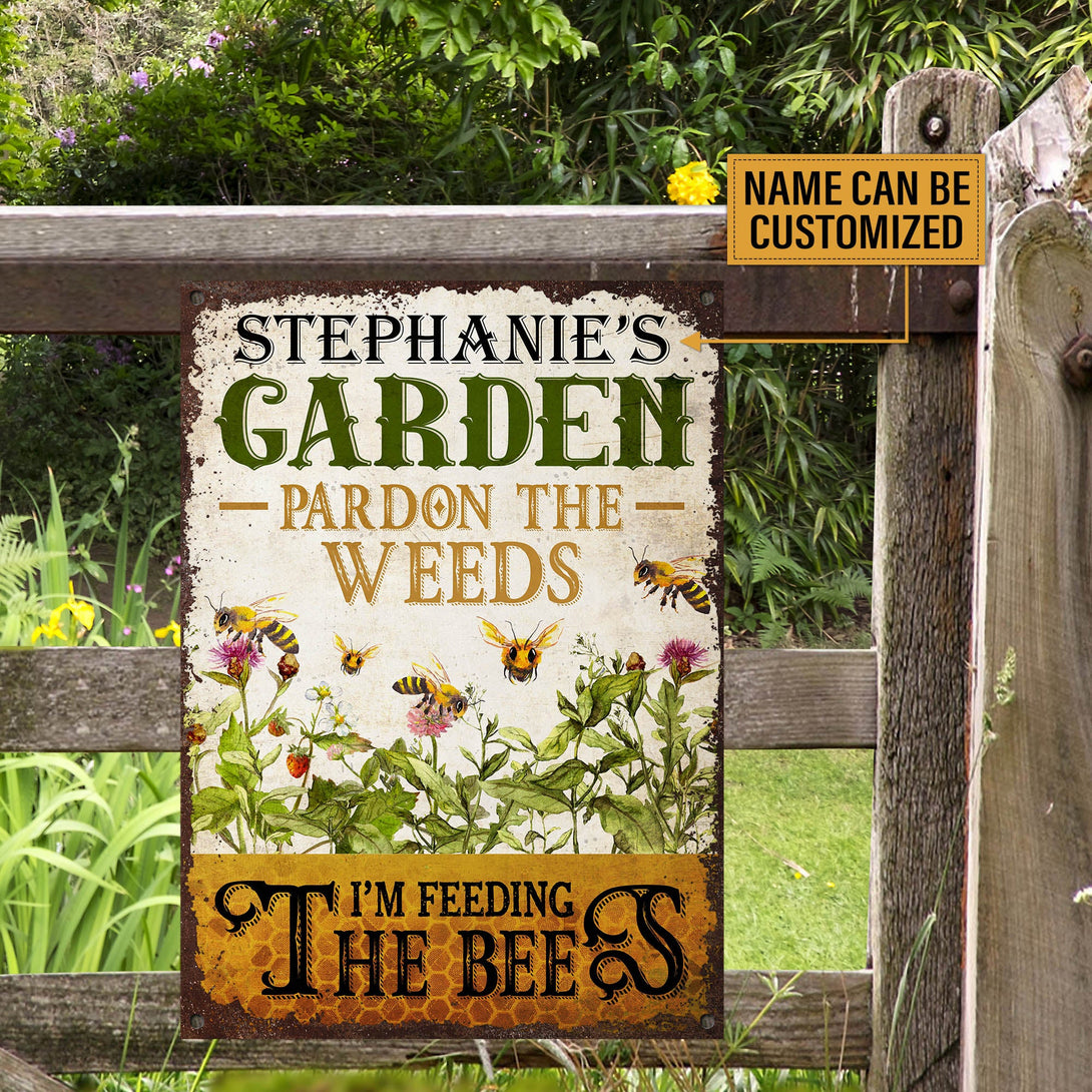 Personalized Bee Garden Pardon The Weeds Customized Classic Metal Signs-Metal Sign-Thesunnyzone