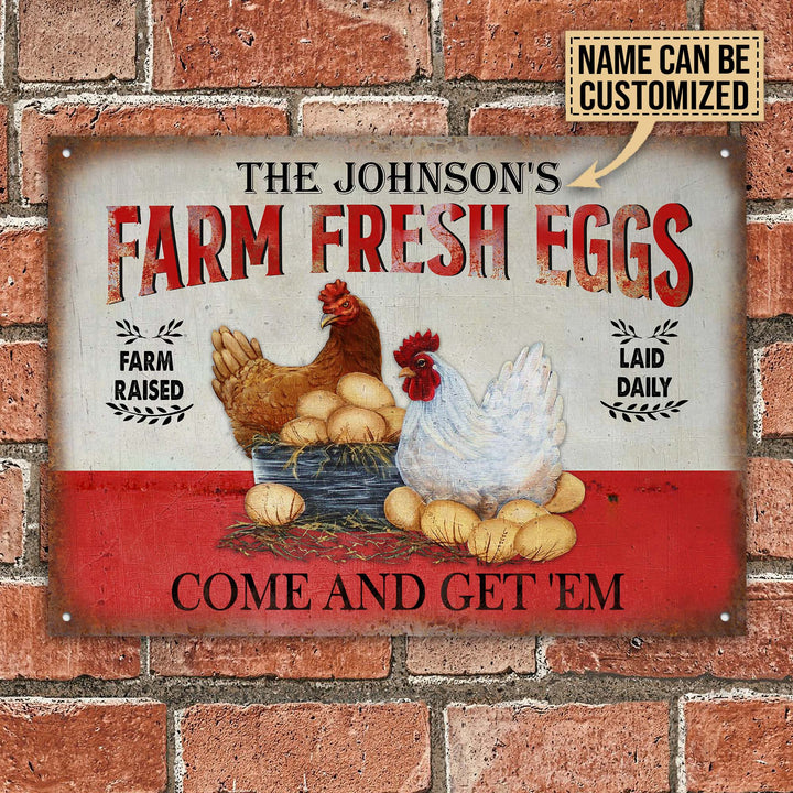 Personalized Chicken Farm Raised Laid Daily Customized Classic Metal Signs Chicken Signs