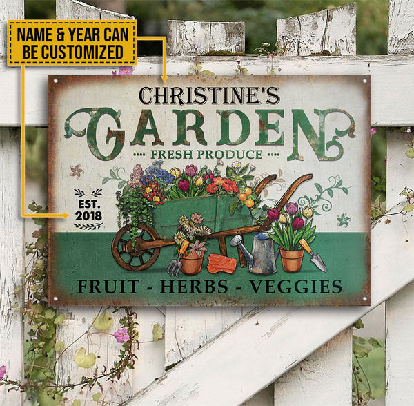 Personalized Garden Fresh Produce Plant Smiles Grow Love Vintage Customized Classic Metal Signs-Metal Sign-Thesunnyzone