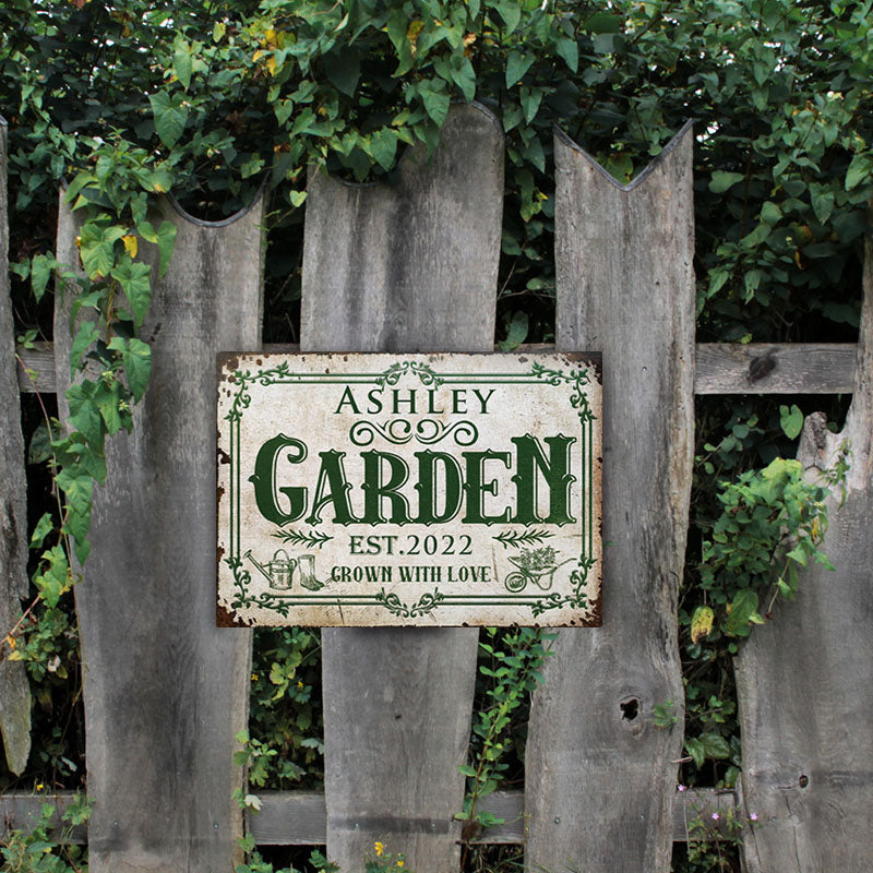 Personalized Gardening Grown With Love Customized Classic Metal Signs