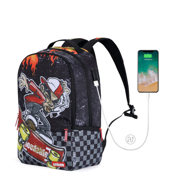 School Backpack for Teen Boys, Laptop Backpack with USB Charging Port, Designer Backpack for High School