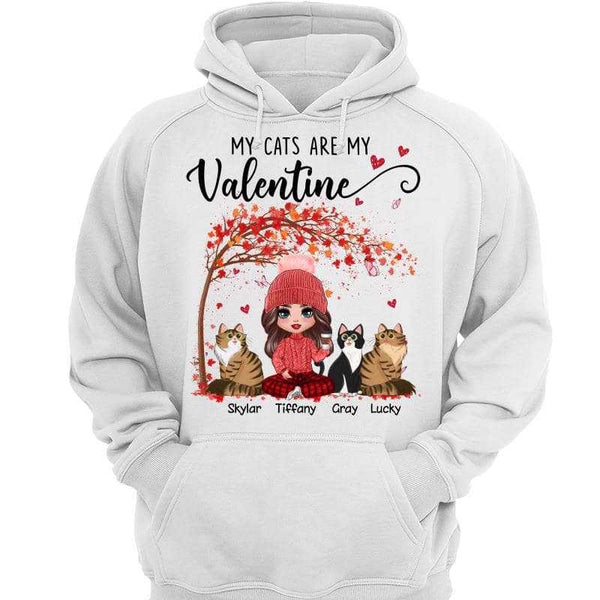 My Cats My Valentine Gift For Cat Mom Personalized Hoodie Sweatshirt