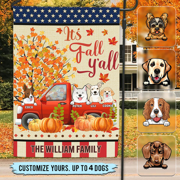 Pumpkin Truck Welcome Fall Personalized Dog Garden Flag, Autumn Fall Gift For Dog Lovers