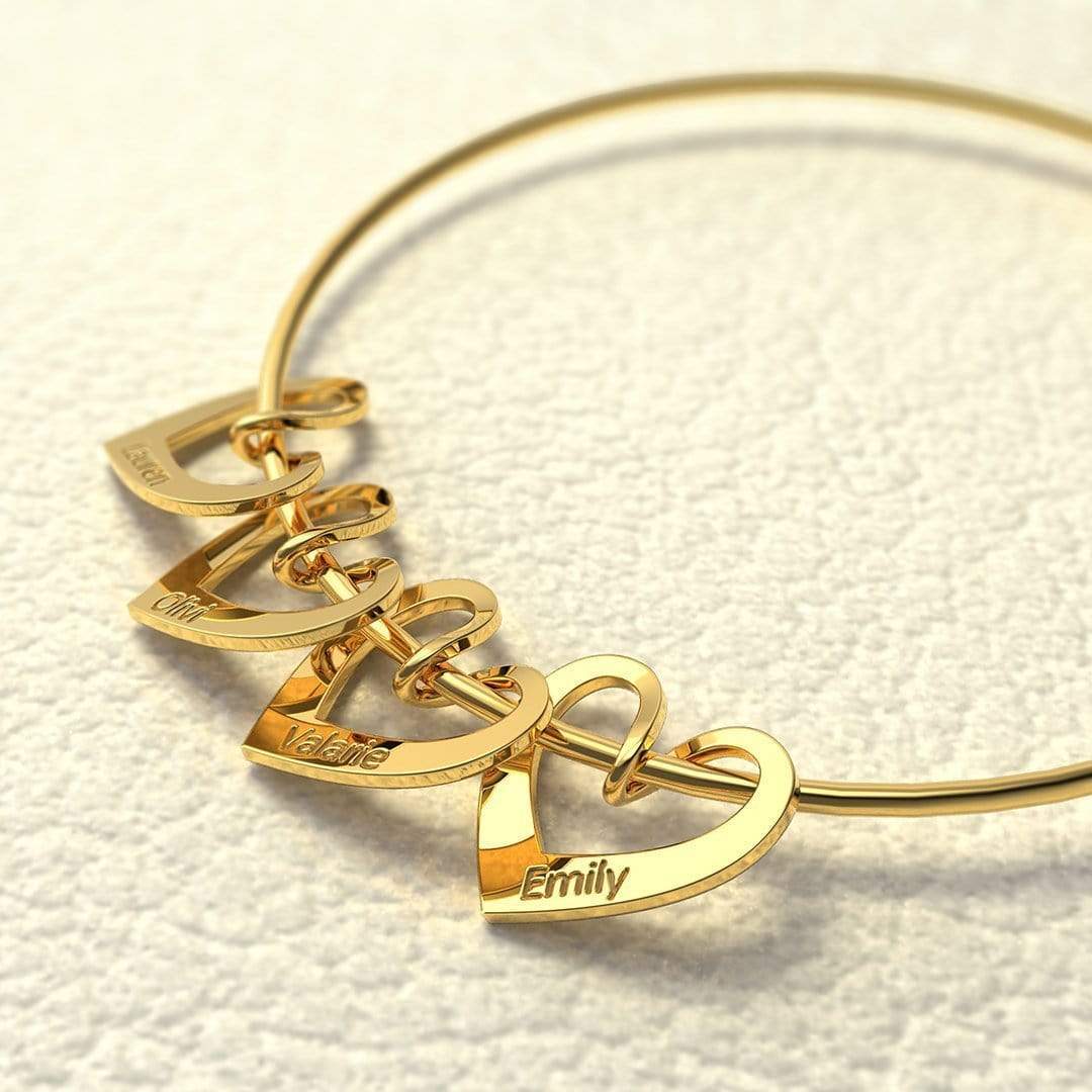 Christmas Gift Family Bangle Bracelet with Heart Shape Hook Charm Bracelet For Woman GG