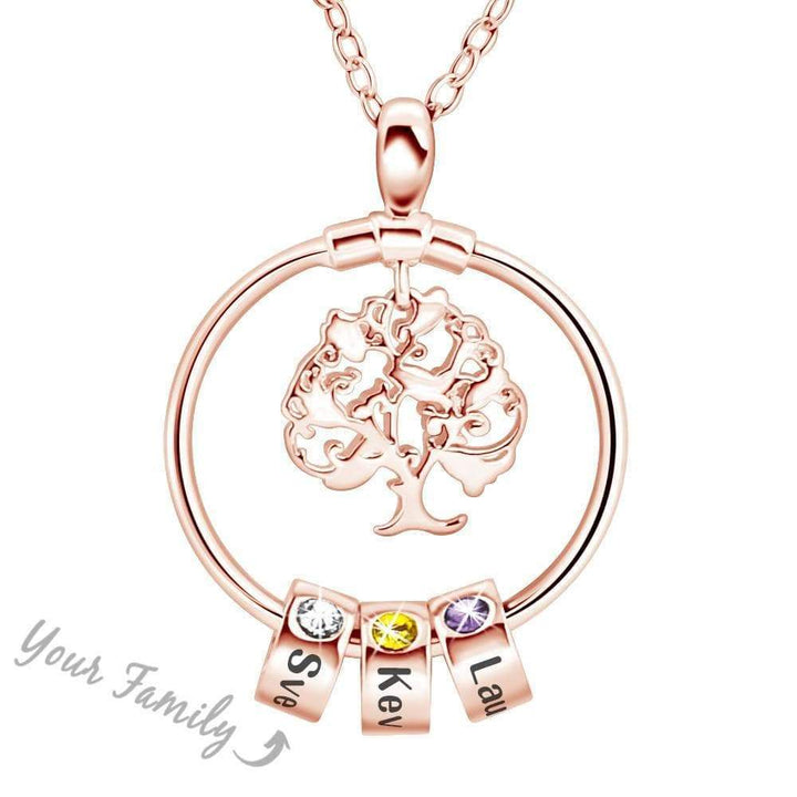 Christmas Gift Personalized Family Tree with Name Charms Necklace Mom Necklace MelodyNecklace