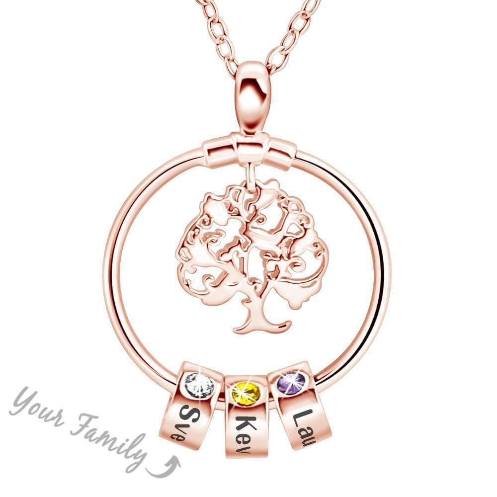 Christmas Gift Personalized Family Tree with Name Charms Necklace Mom Necklace MelodyNecklace