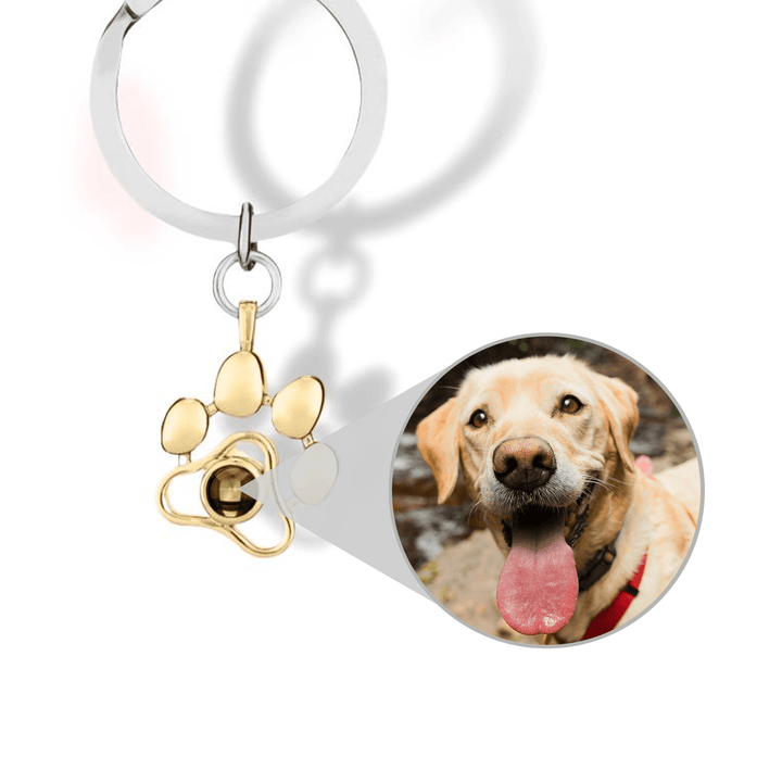 Dog Paw Pet Photo Inside Projection Necklace Gold / Keychain Necklace MelodyNecklace