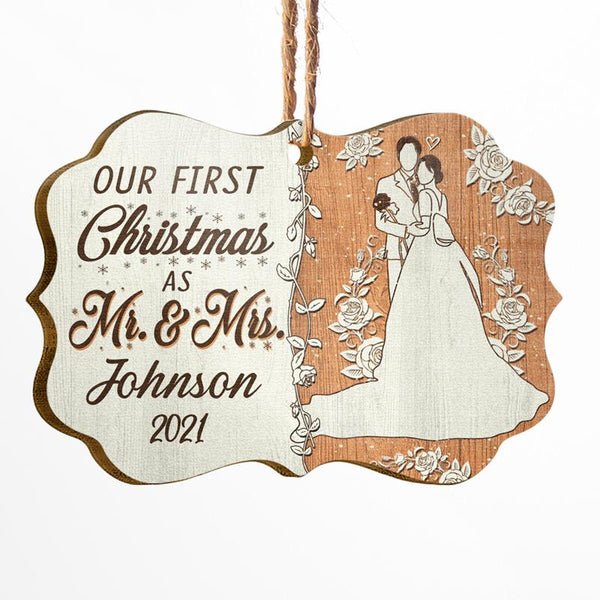 Wedding Couple Our First Christmas - Personalized Custom Ornament