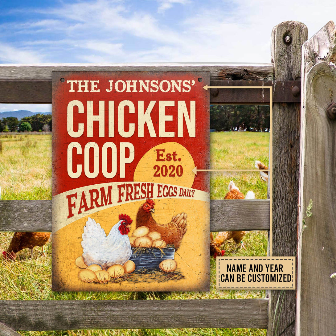 Personalized Chicken Coop Fresh Eggs Customized Classic Metal Signs-Metal Sign-Thesunnyzone