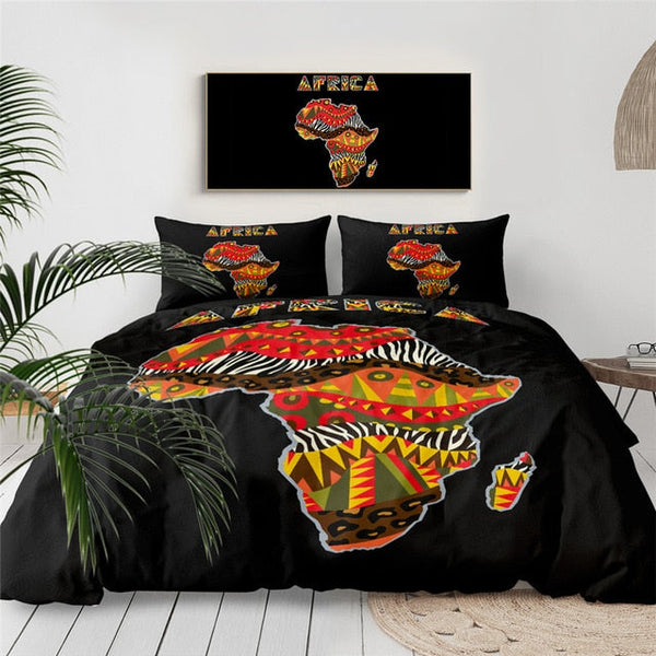 African Themed Map Bedding Set - Thesunnyzone