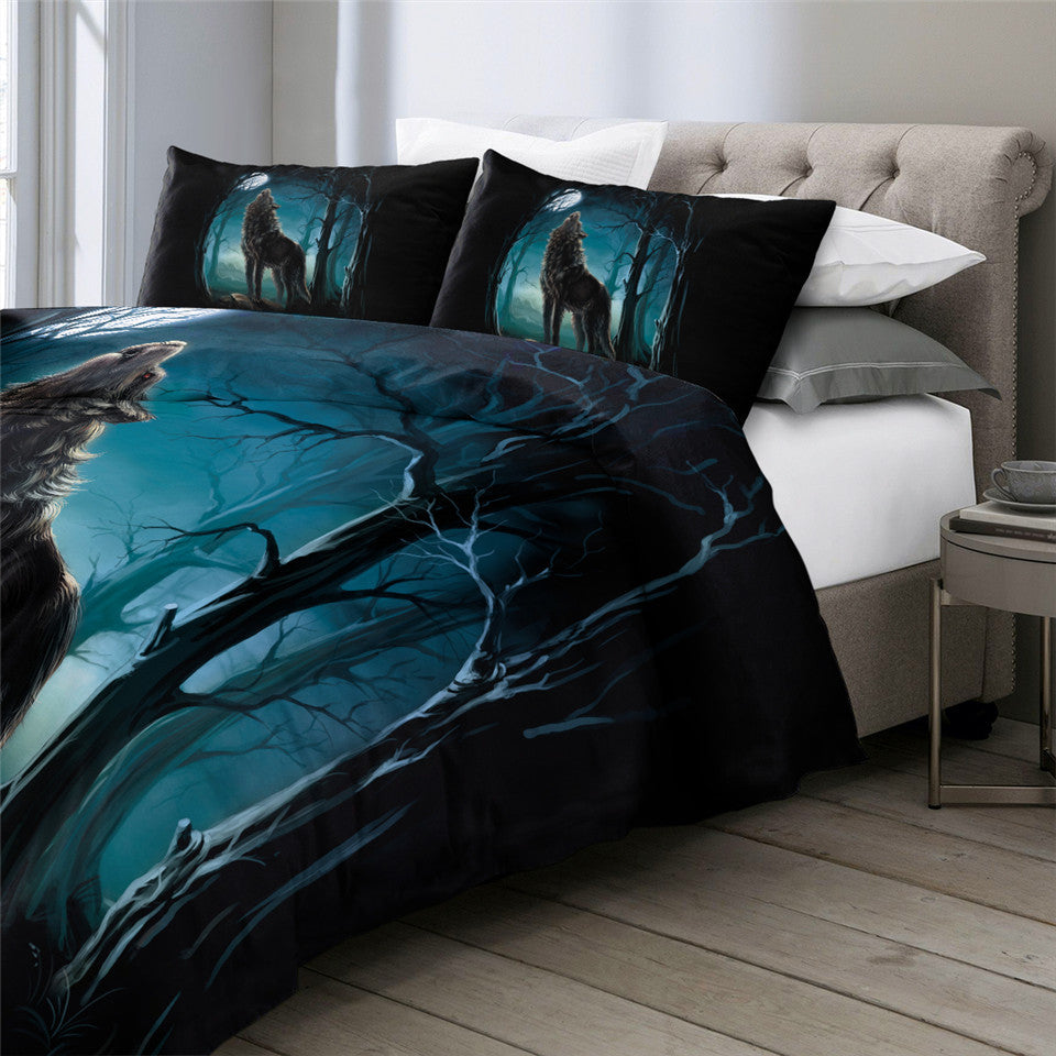 Forest Night Wolf Bedding Set - Thesunnyzone