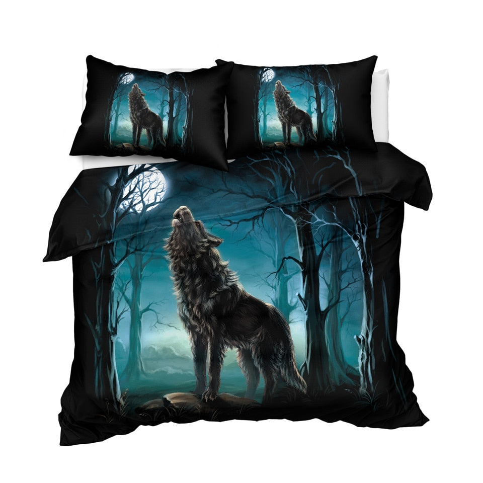 Forest Night Wolf Bedding Set - Thesunnyzone