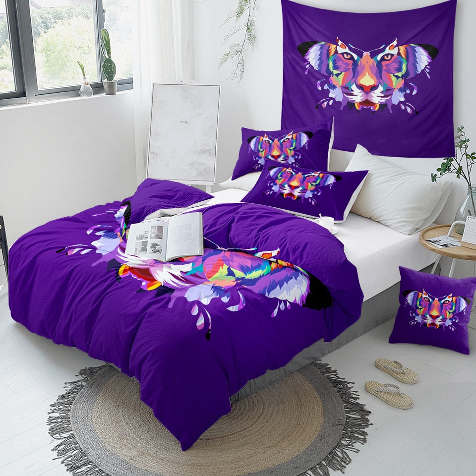 Butterfly and Tiger Face Bedding Set - Thesunnyzone