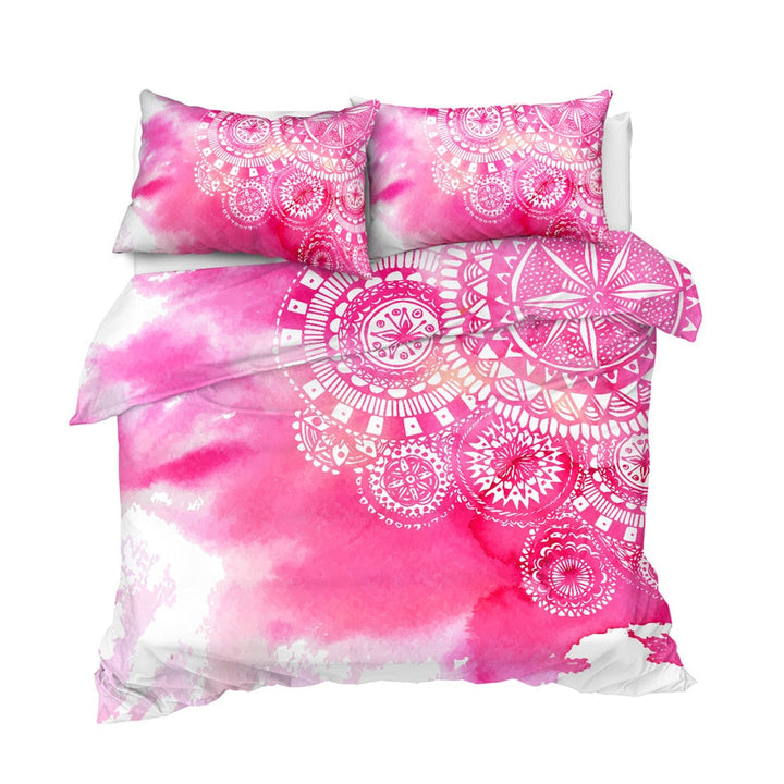 Pink Tie Dye Mandala Indigo Bedding Set - Thesunnyzone
