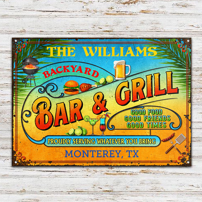 Personalized Grilling Summer Good Food Good Friends Customized Classic Metal Signs-Metal Sign-Thesunnyzone